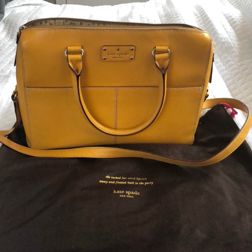 Yellow leather kate spade large handbag